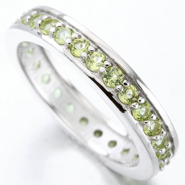 Peridot Eternity Stacking Band Ring in Sterling Silver