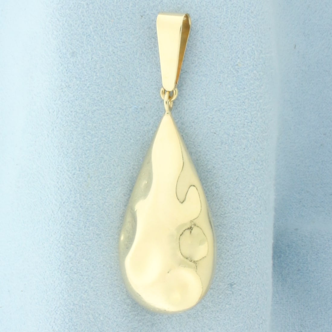 Large Hammered Finish Teardrop Pendant in 14k Yellow Gold