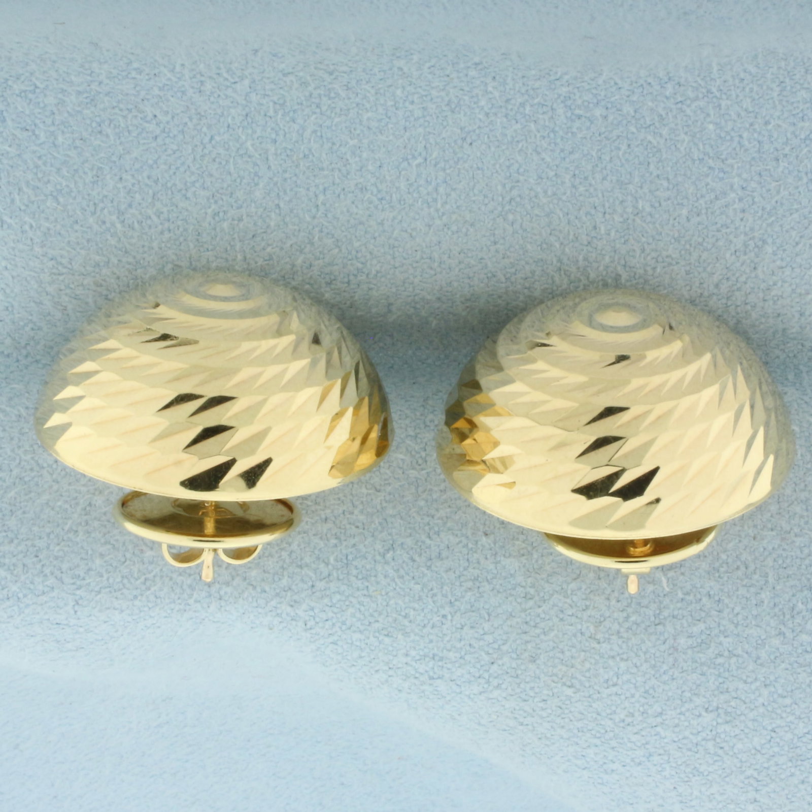 Diamond Cut Sphere Button Earrings in 14k Yellow Gold