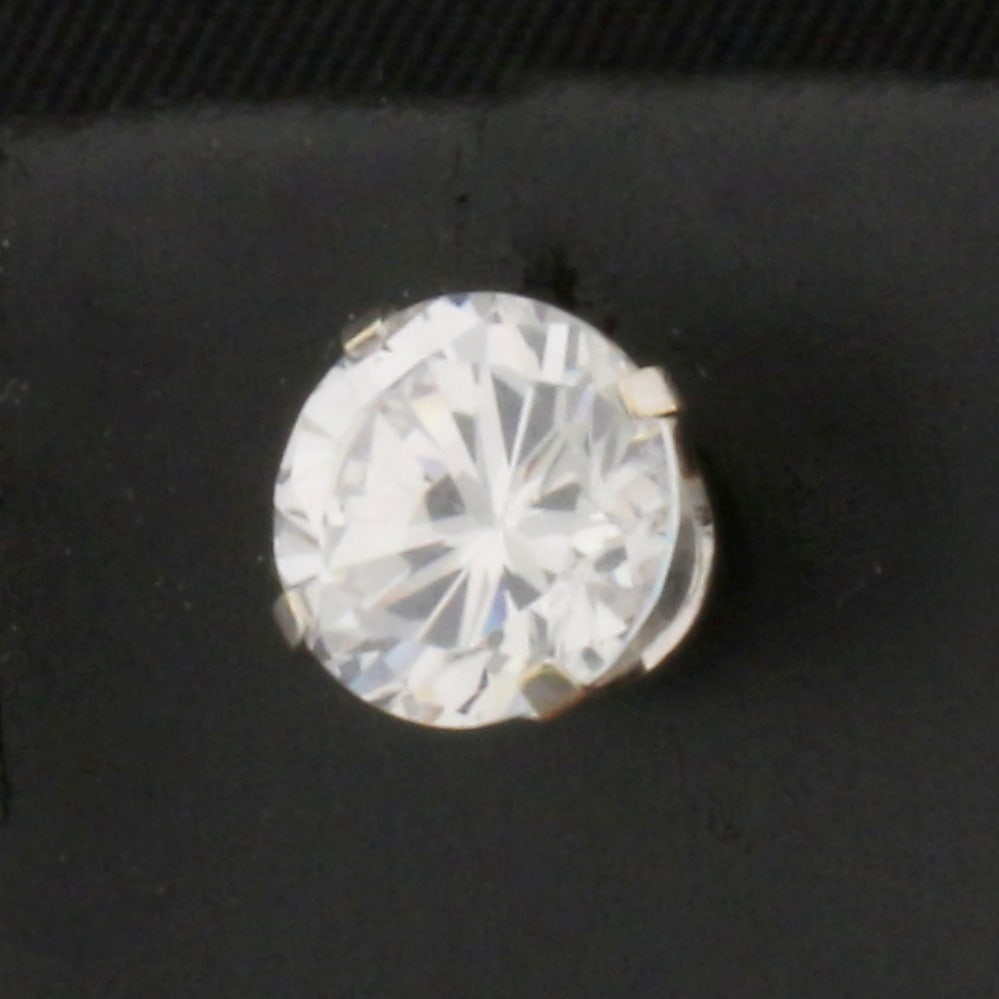 Single 1ct CZ Stud Earring in 14k White Gold