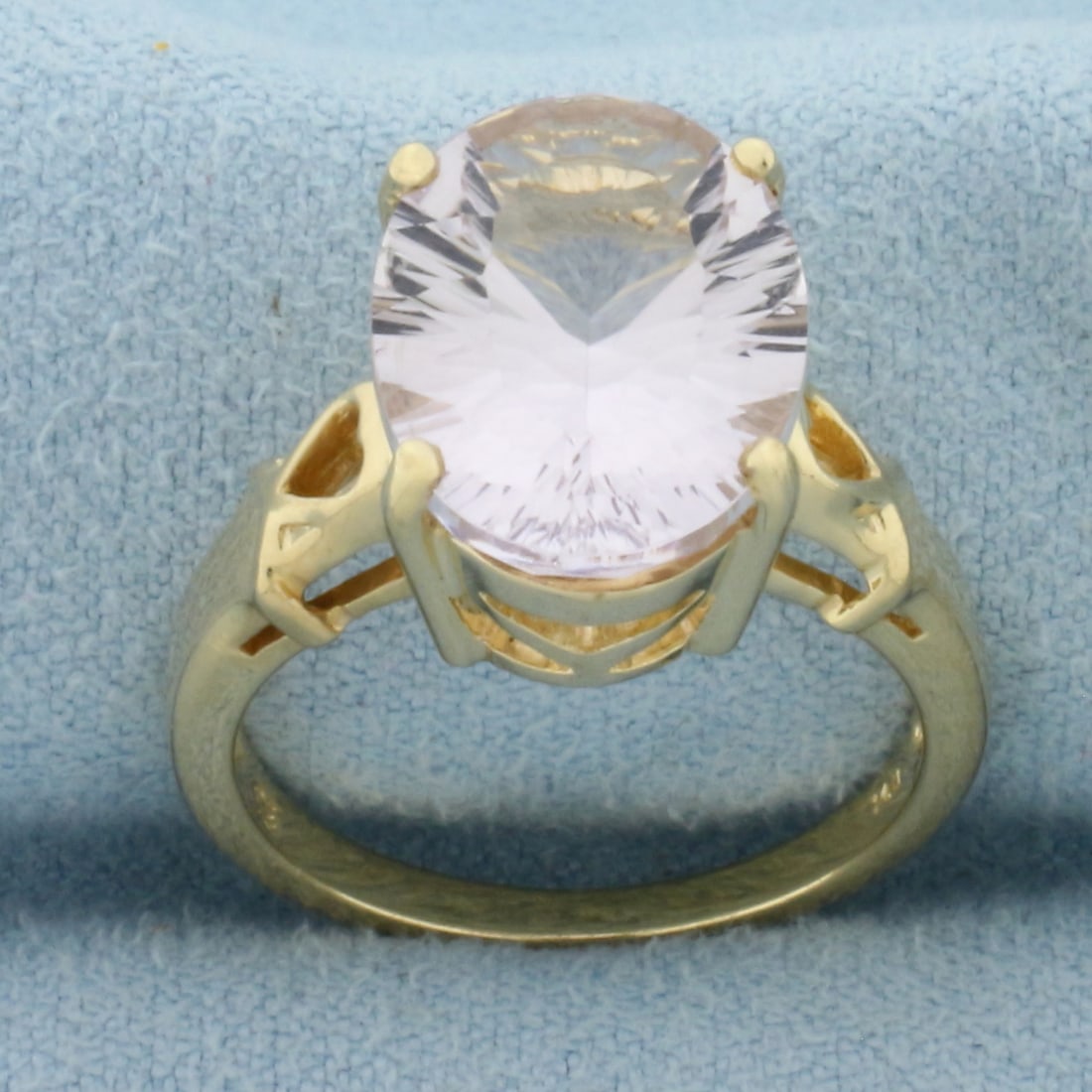 Rose De France Amethyst Fancy Cut Solitaire Ring in 14k Yellow Gold