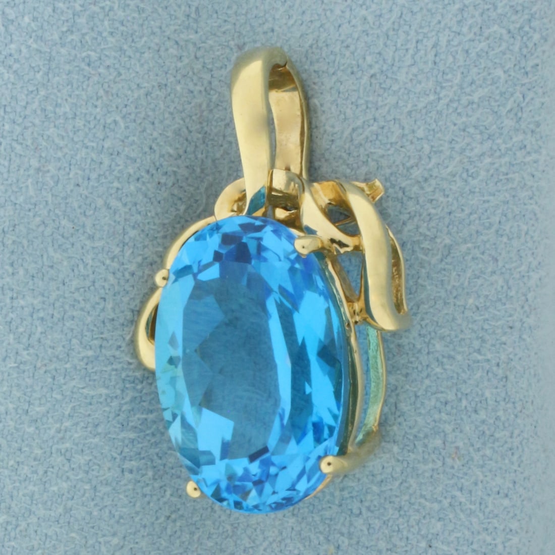 Swiss Blue Topaz Pendant or Slide in 14k Yellow Gold