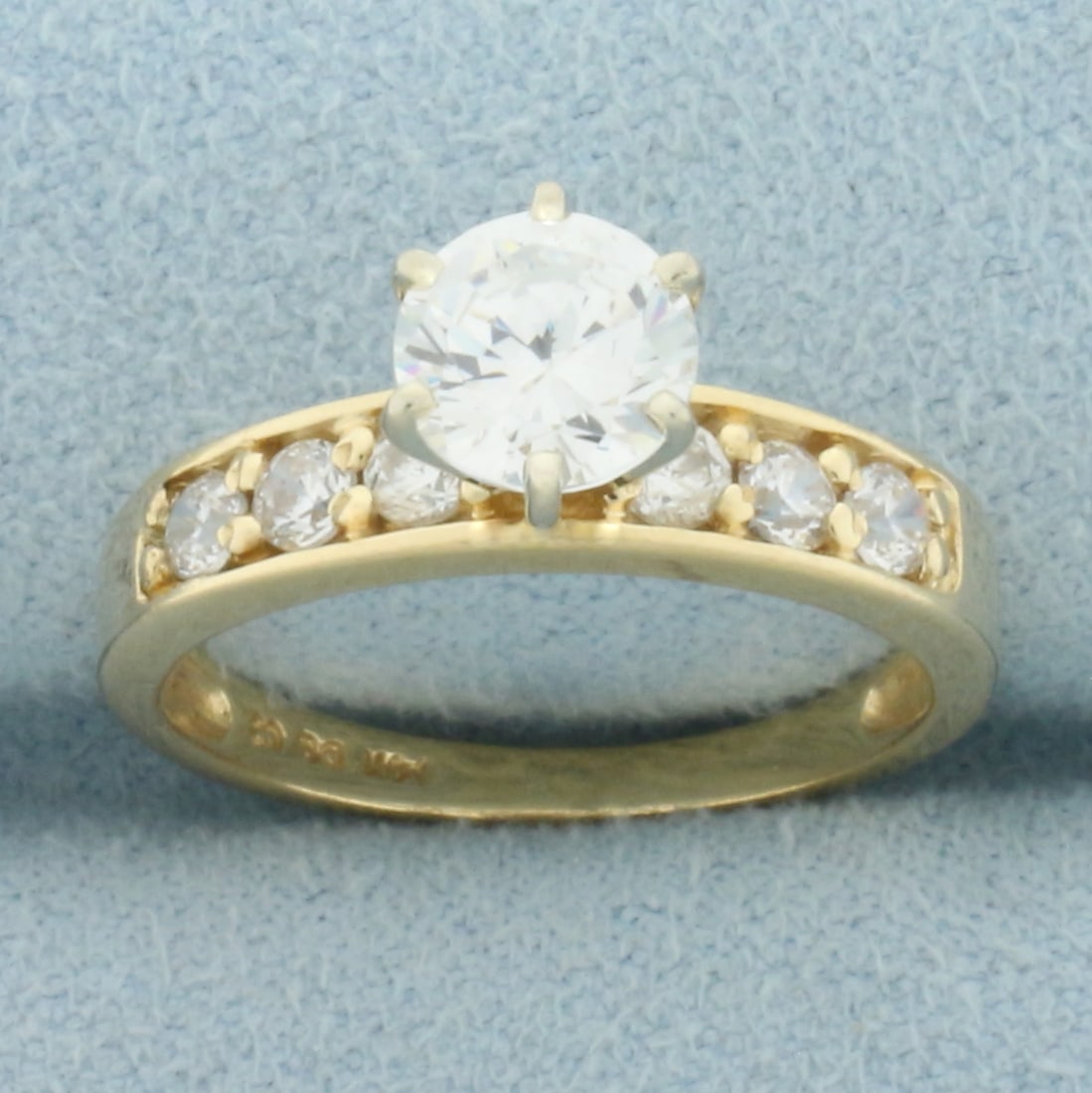 CZ Engagement Ring in 14k Yellow Gold