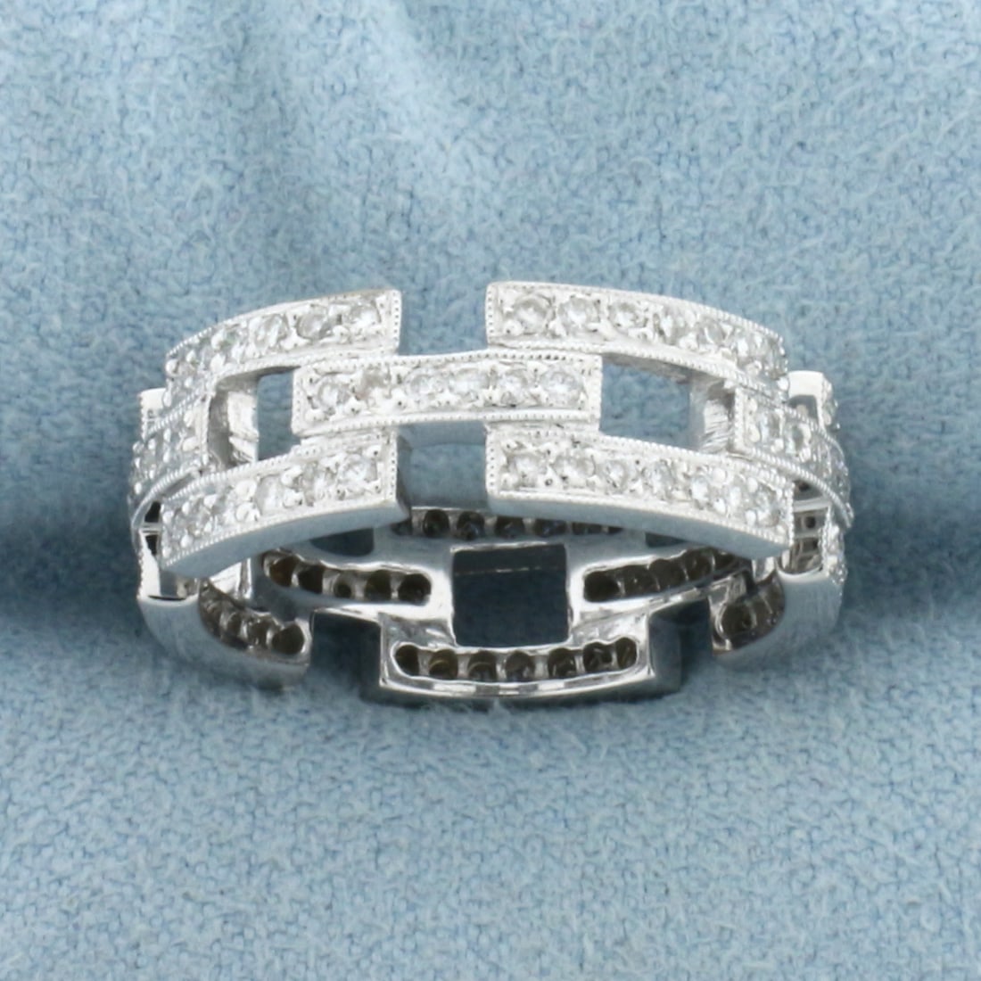 Pave Diamond Designer Ring in 18k White Gold