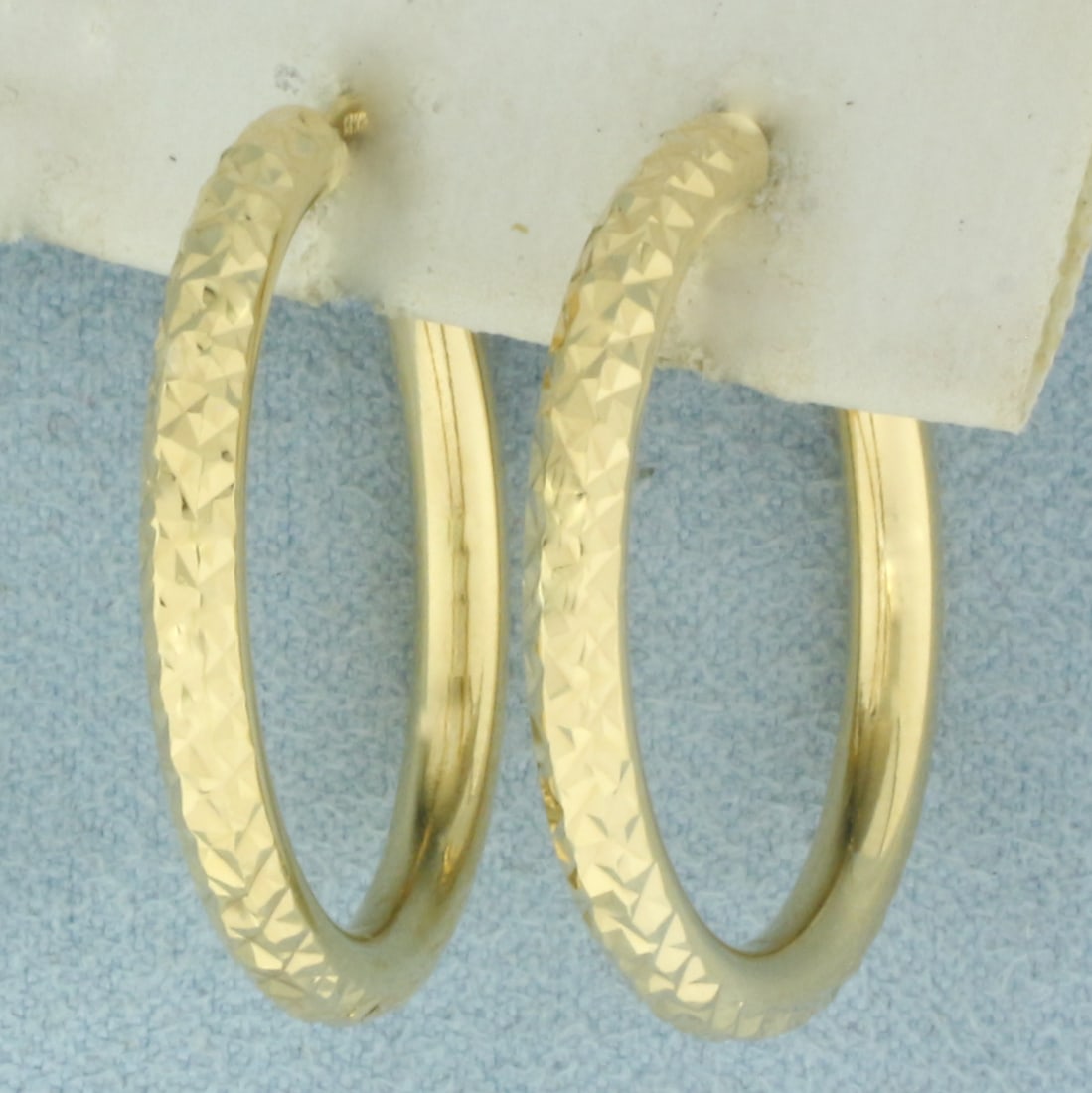 Italian Diamond Cut Hoop Earrings in 18k Yellow Gold