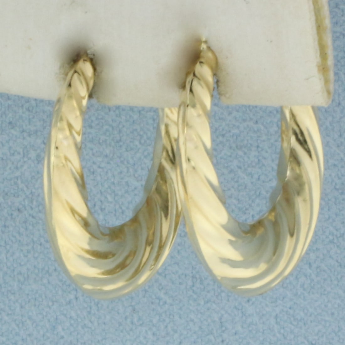 Twisting Design Hoop Earrings in 14k Yellow Gold