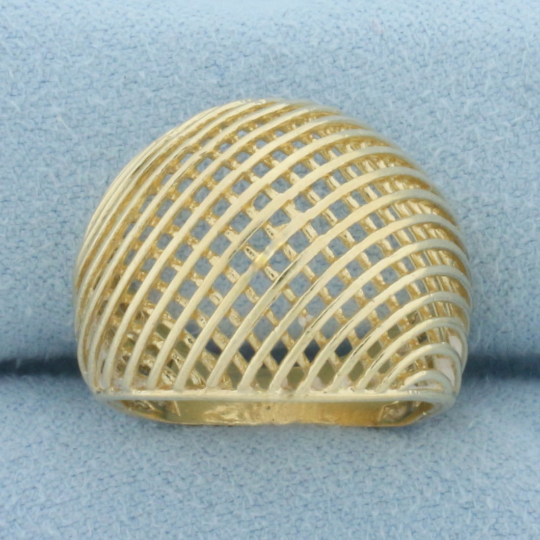 Woven Lattice Bombe Ring in 14k Yellow Gold