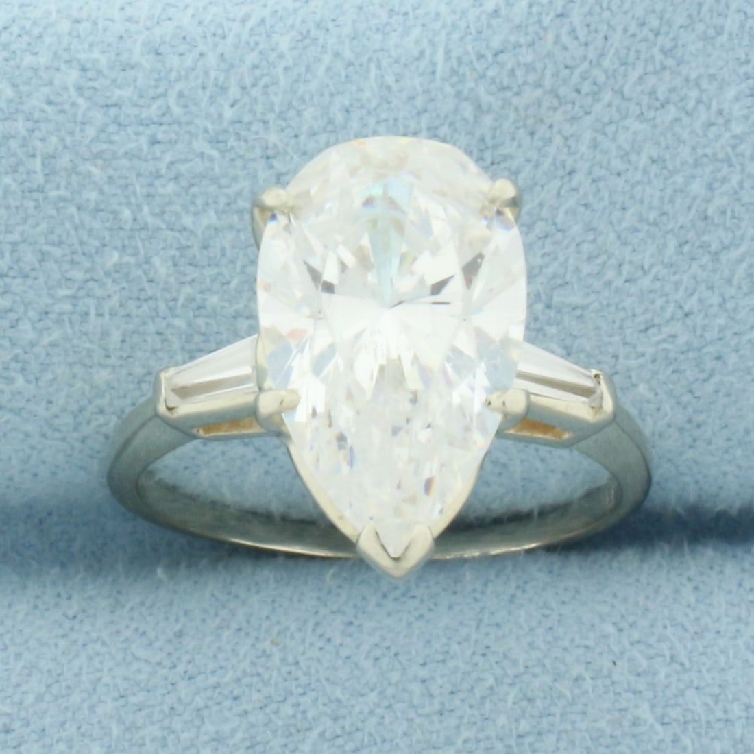 Pear CZ Ring in 14k White Gold
