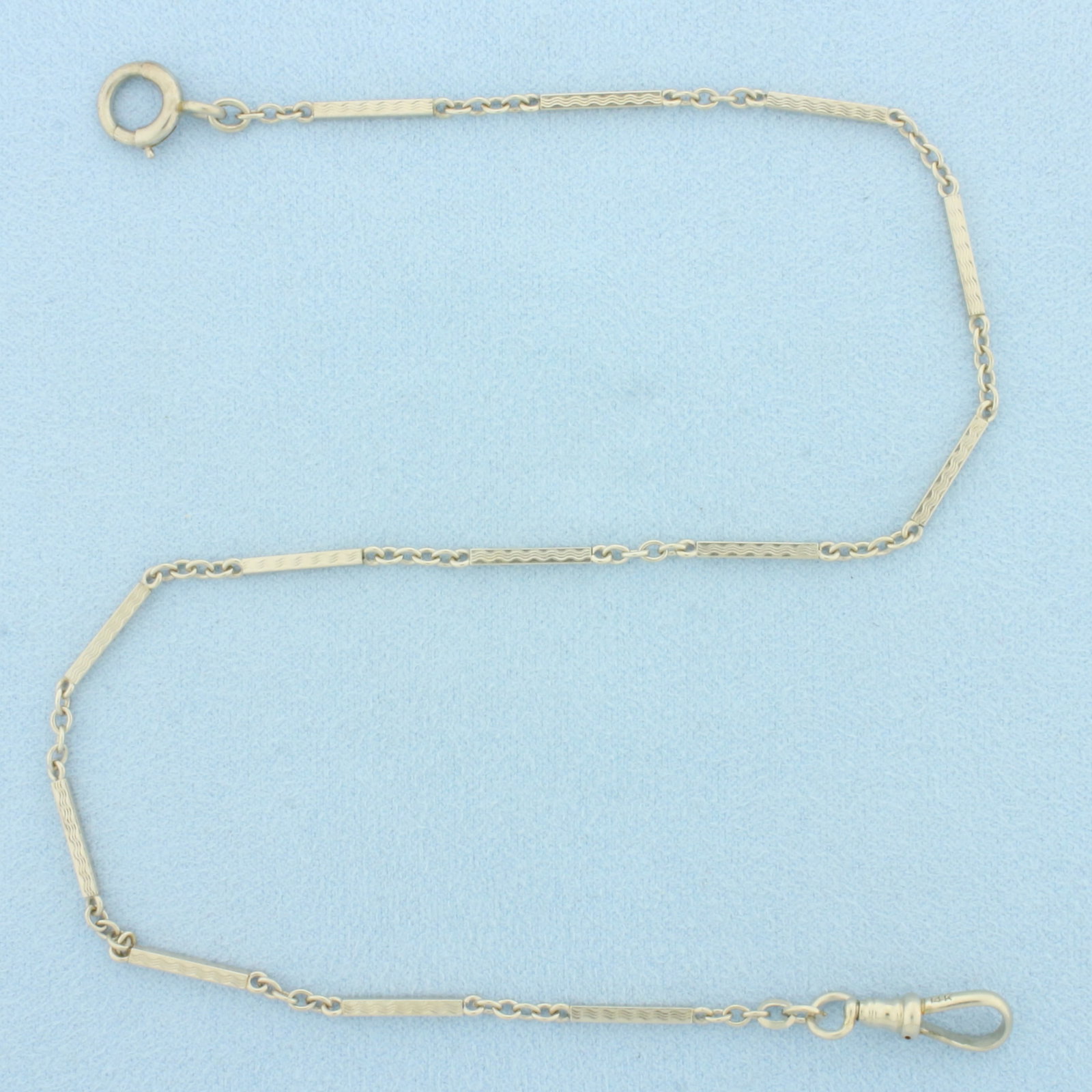 Dog Clip Watch Link Choker Necklace in 14k White Gold