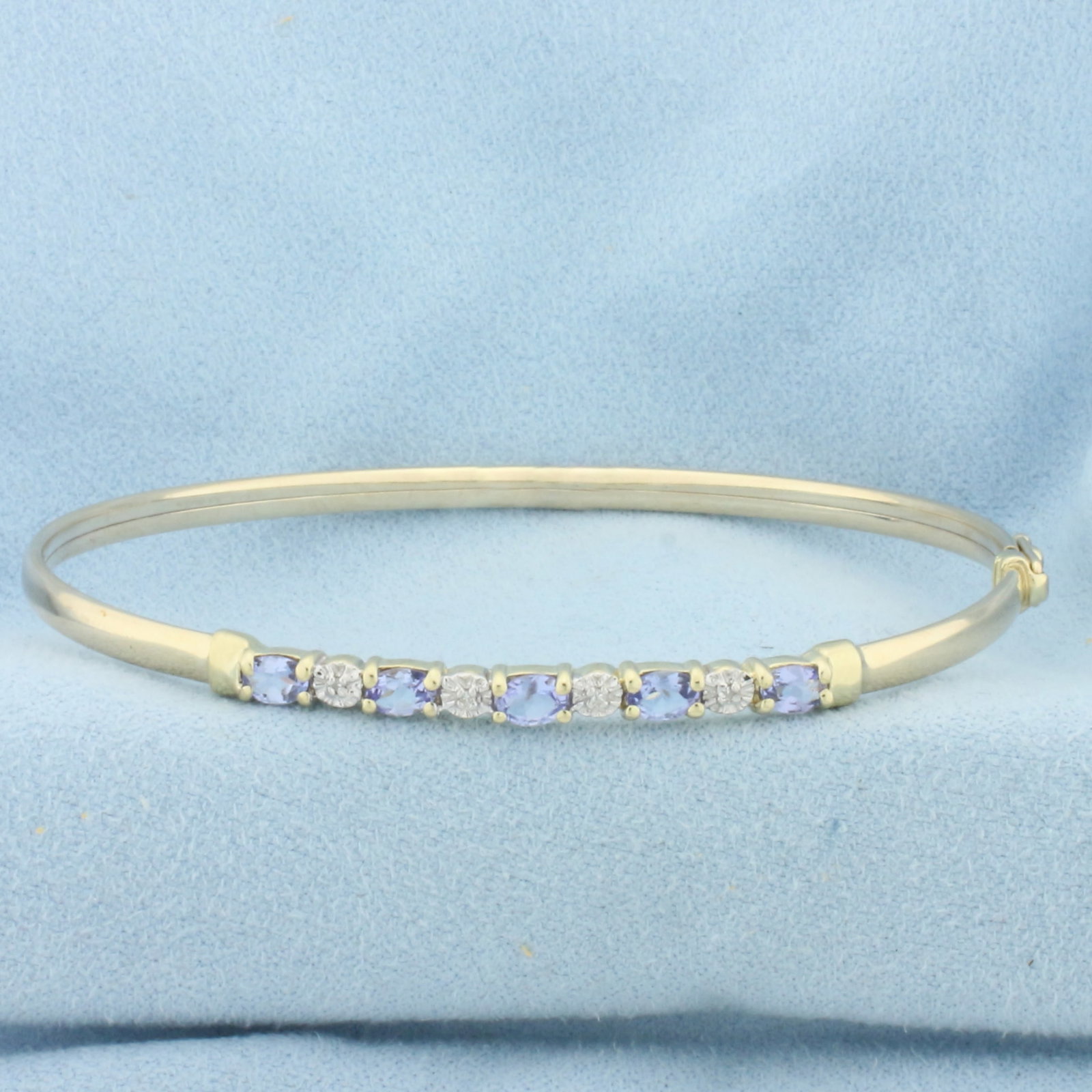 Tanzanite and Diamond Bangle Bracelet in 10k Yellow Gold