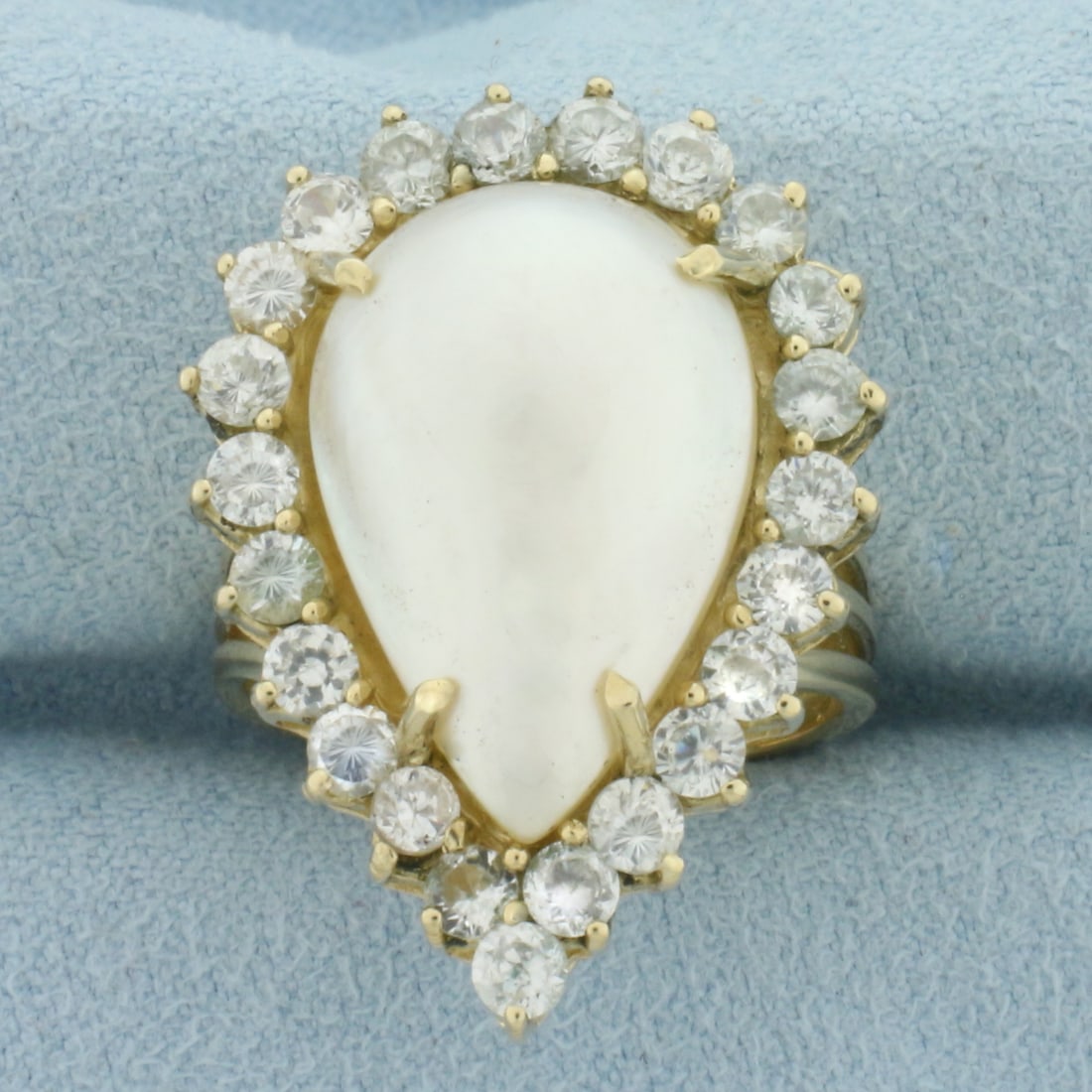 Mabe Pearl and CZ Statement Ring in 14k Yellow Gold