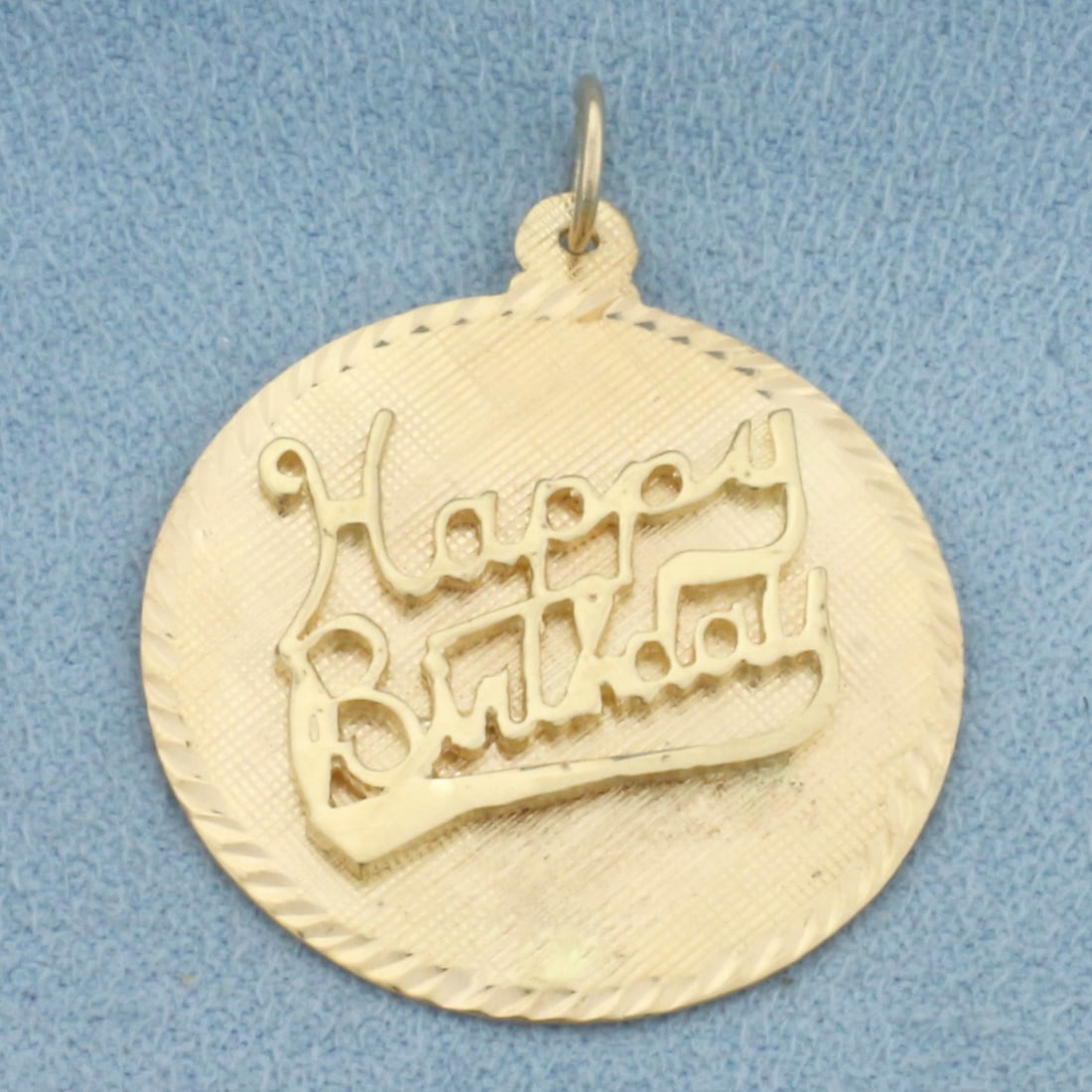Engravable Happy Birthday Medallion Charm in 14k Yellow Gold