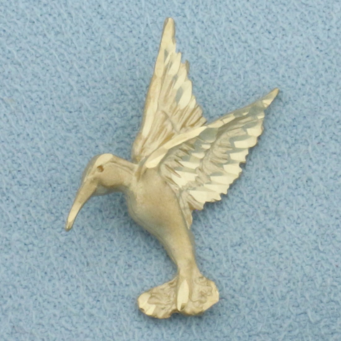 Diamond Cut Hummingbird Pendant in 14k Yellow Gold