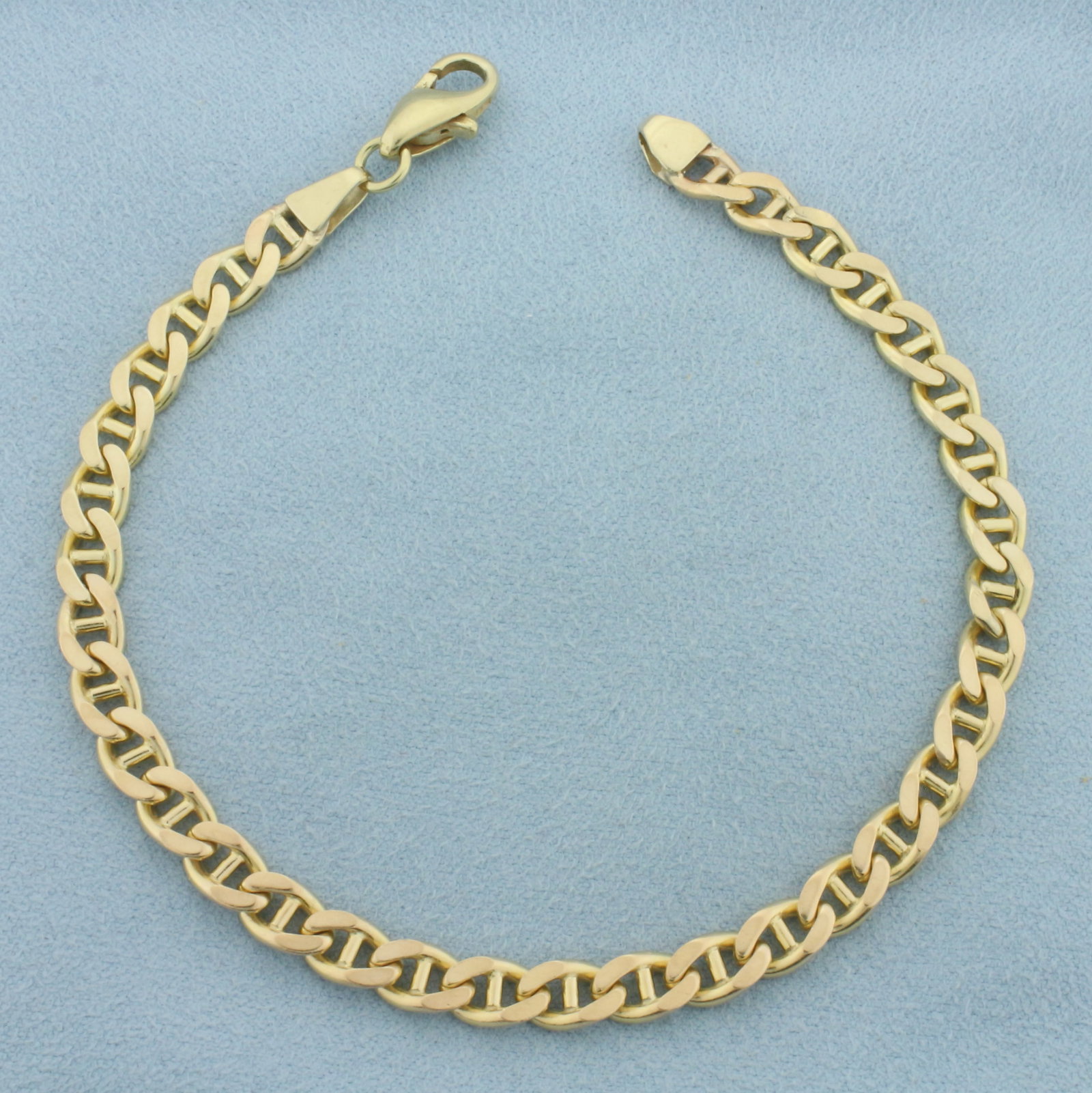 Mens Anchor Mariner Link Bracelet in 14k Yellow Gold