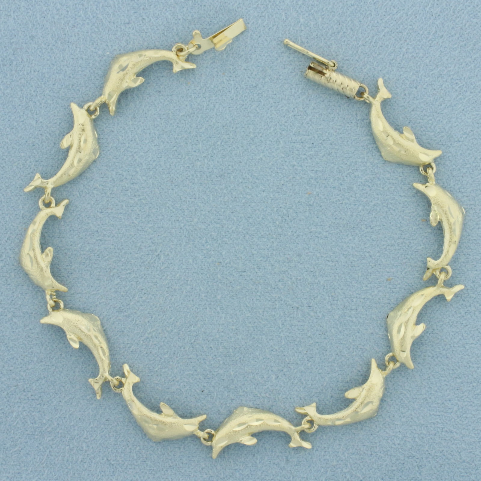 Dolphin Link Bracelet in 14k Yellow Gold