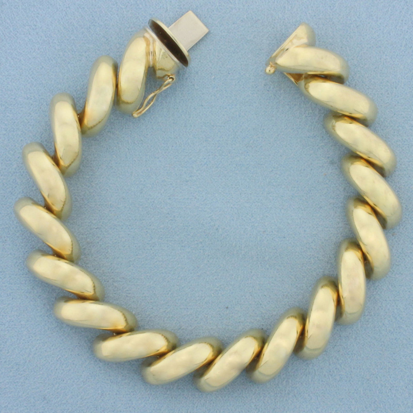 Italian San Marco Macaroni Bracelet in 14K Yellow Gold