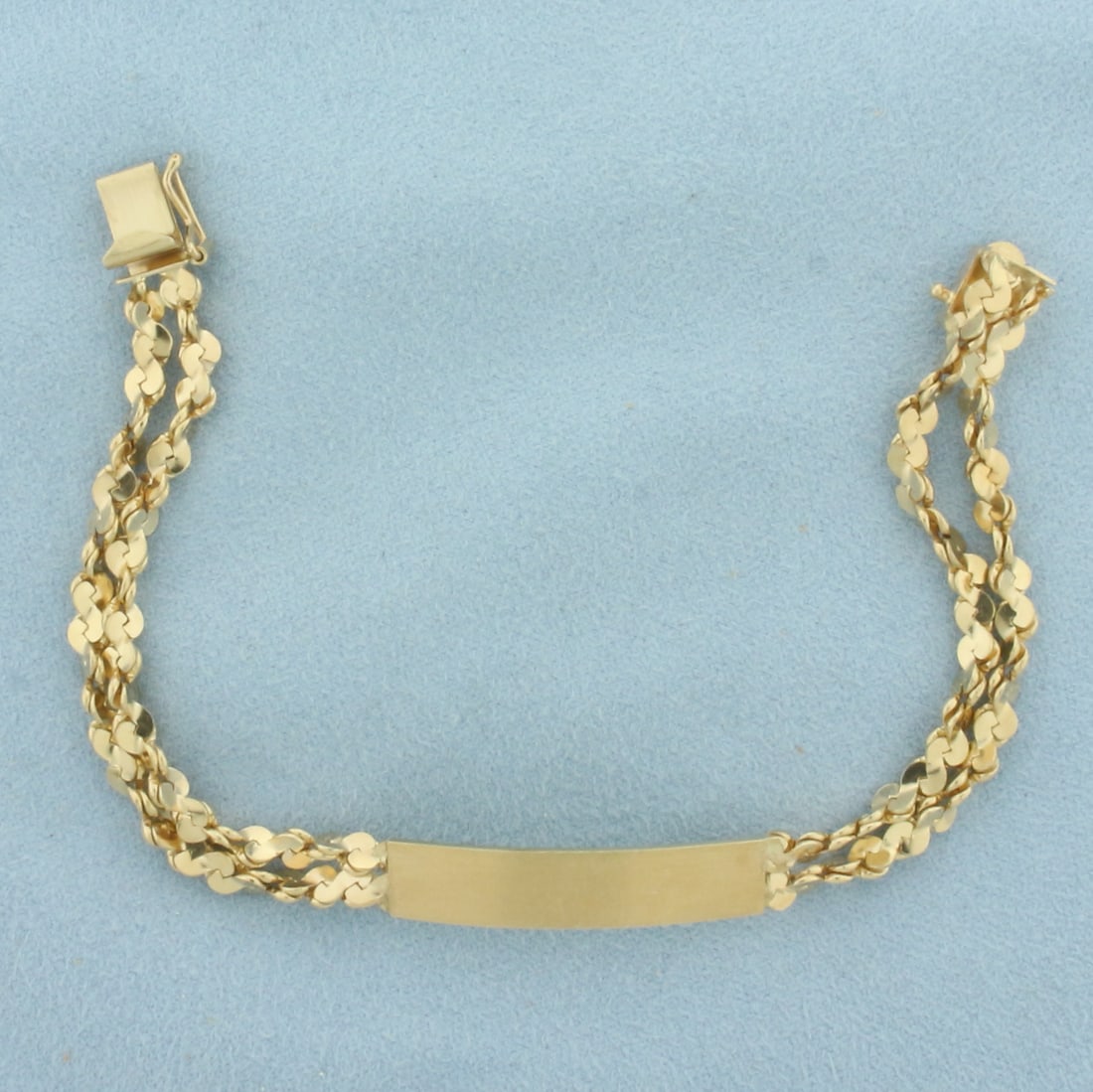 Tinsel Link ID Name Bracelet in 14K Yellow Gold