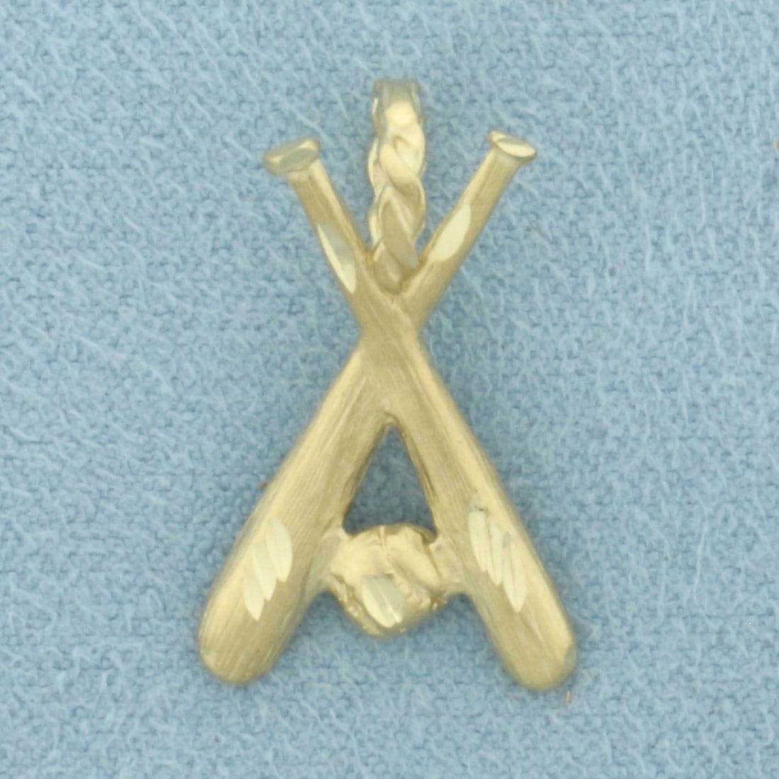 Baseball and Baseball Bats Pendant in 14k Yellow Gold (1 of 2)