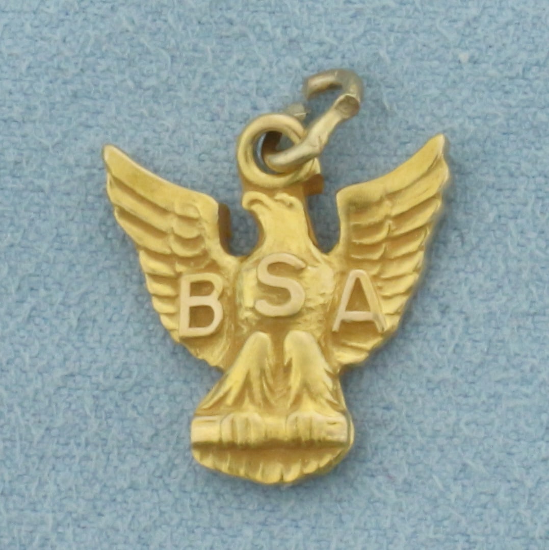 Vintage Boy Scout of America Eagle Scout Charm in 14k Yellow Gold