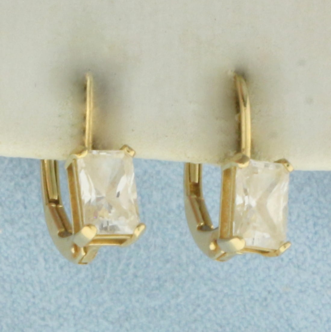 CZ Drop Earrings in 14k Yellow Gold