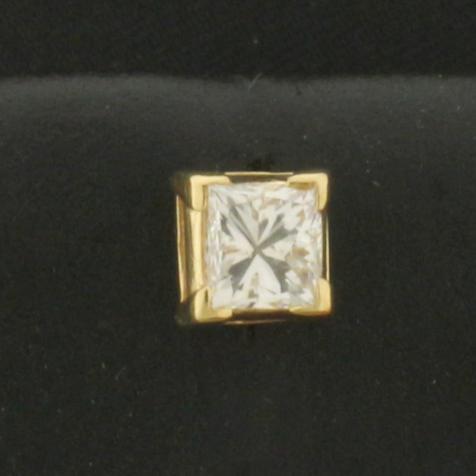 Princess Diamond Single Stud Earring in 14k Yellow Gold