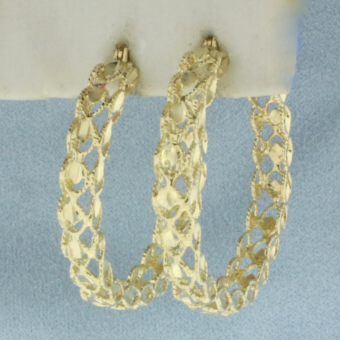Diamond Cut Hoop Earrings in 10k Yellow Gold