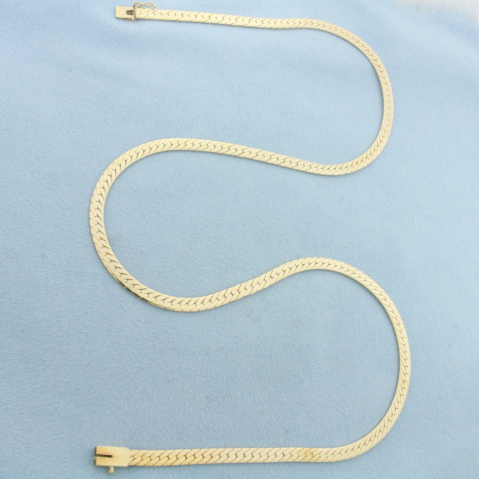 20 Inch Herringbone Link Necklace in 14k Yellow Gold
