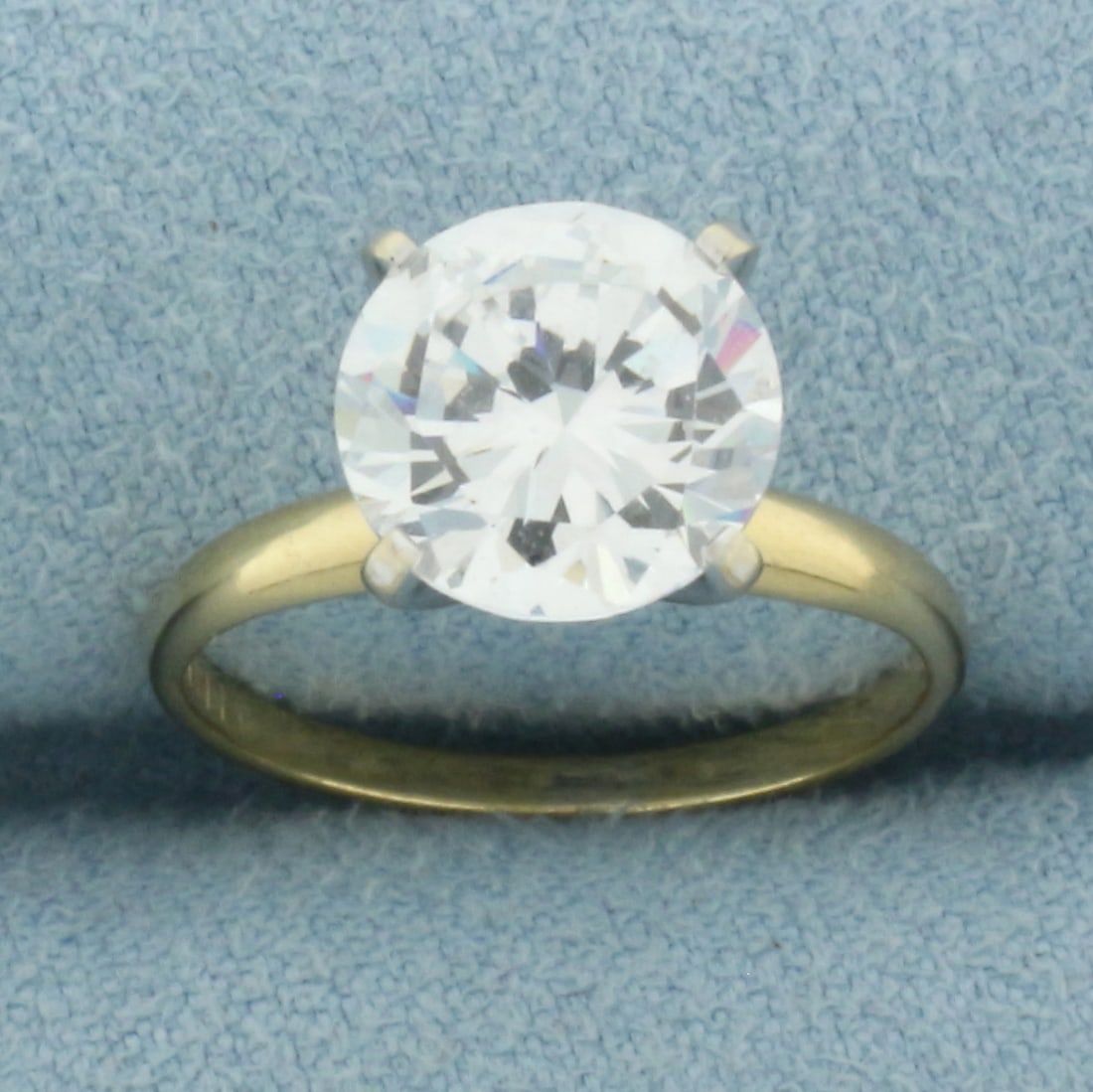 CZ Solitaire Engagement Ring in 14k Yellow Gold