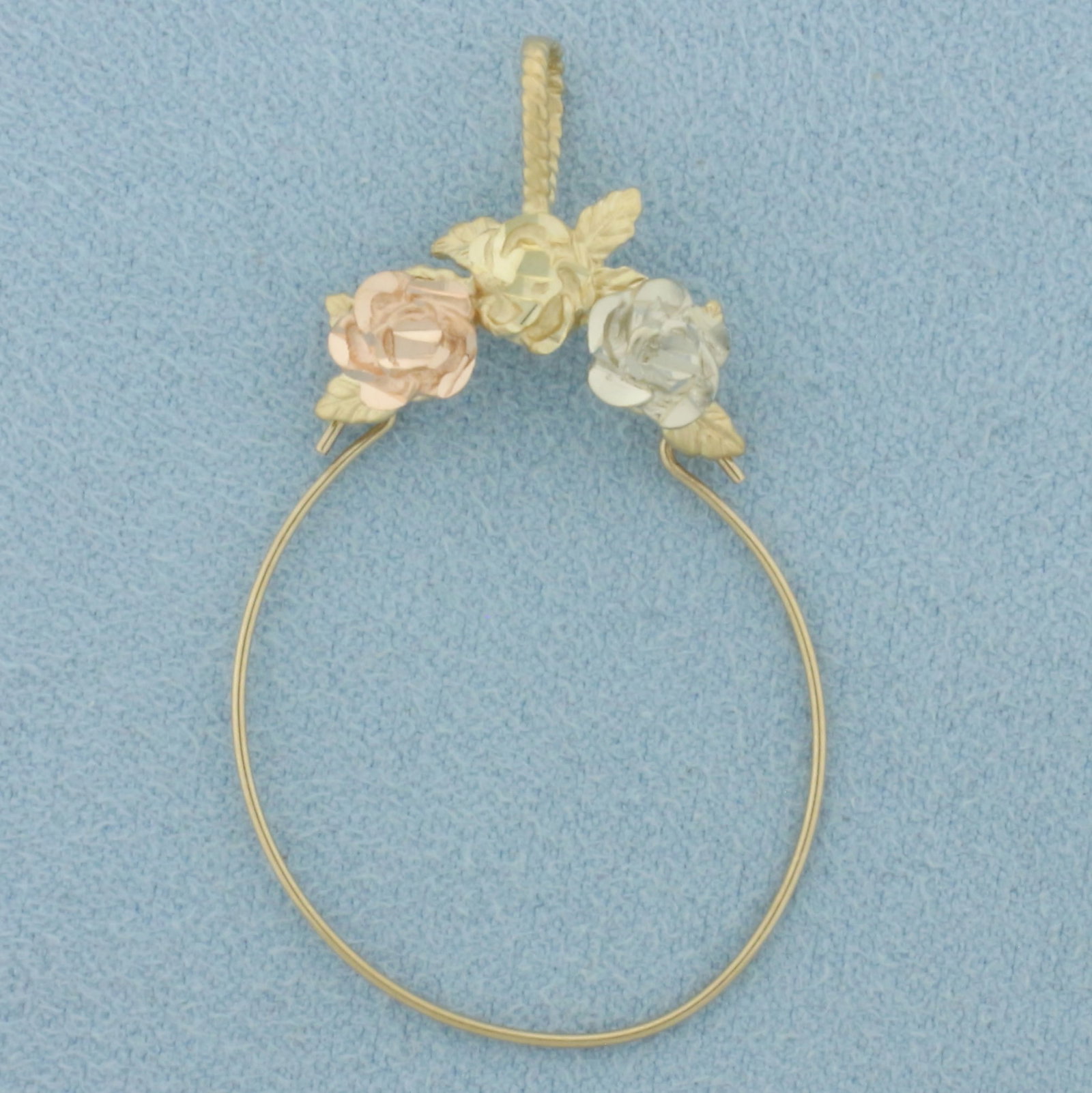 Flower Design Charm Holder Pendant in 14k Yellow, White, and Rose Gold