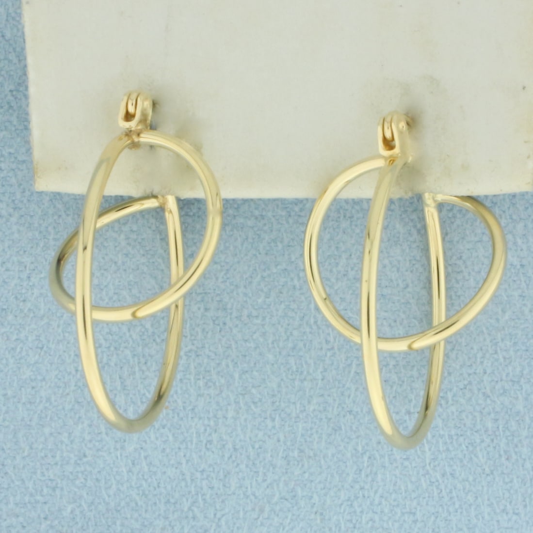 3D Double Hoop Earrings in 14k Yellow Gold