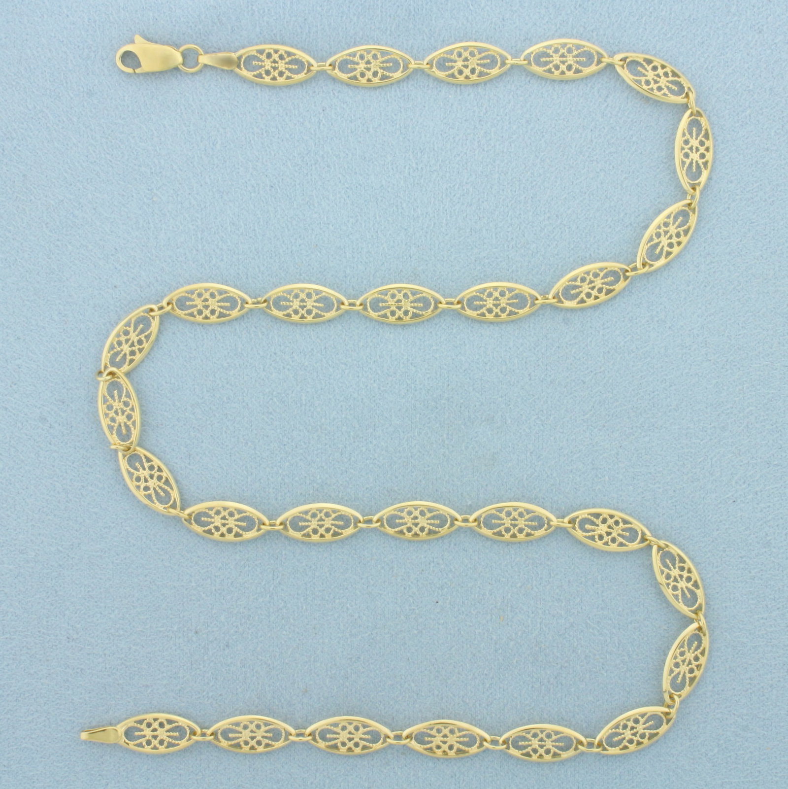 Filigree Link Necklace in 14k Yellow Gold