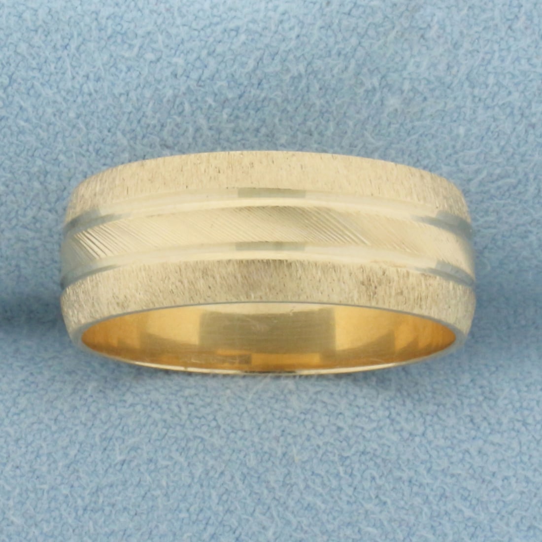 Mens Brushed Finish Wedding Band Ring in 14k Yellow Gold