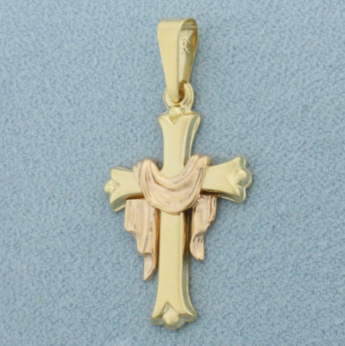 Shroud Cross Pendant in 14k Yellow and Rose Gold