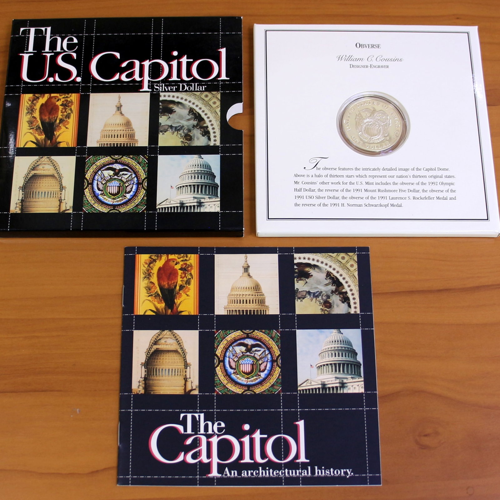 1994 US Capitol Commemorative Silver Dollar OGP: Contains one 1994 U.S. Capitol Commemorative Silver Dollar. Set in packaging and contains certificate of authenticity and booklet.