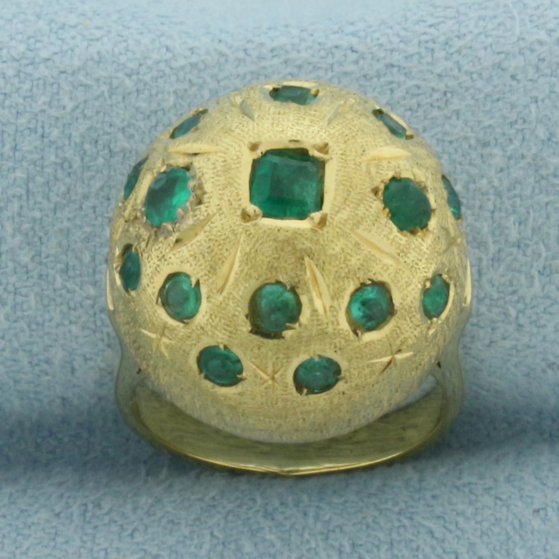 Emerald Sphere Orb Ball Ring in 18k Yellow Gold