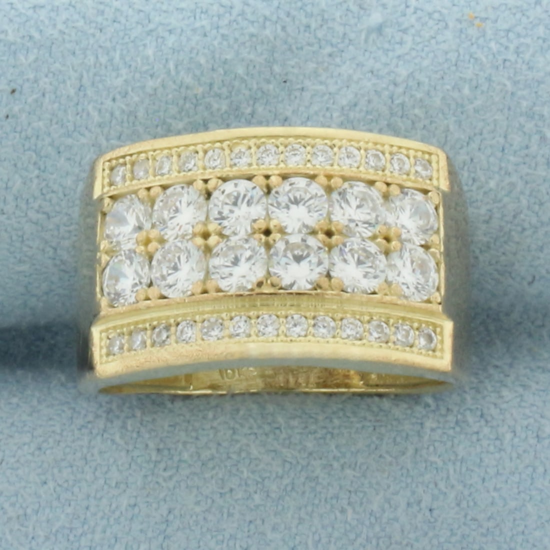 CZ Textured Finish Ring in 10K Yellow Gold