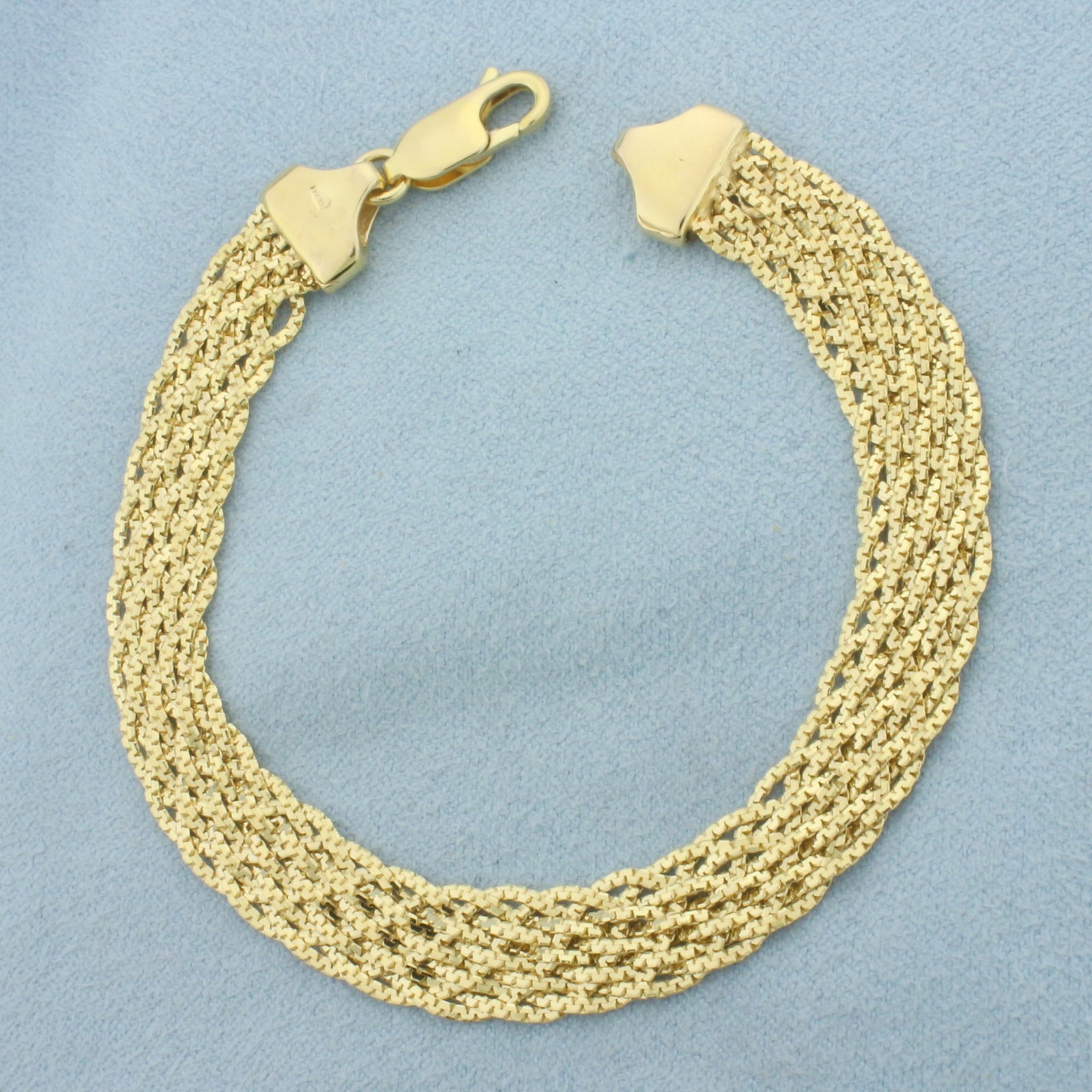 Italian Woven Boston Link Bracelet in 14k Yellow Gold