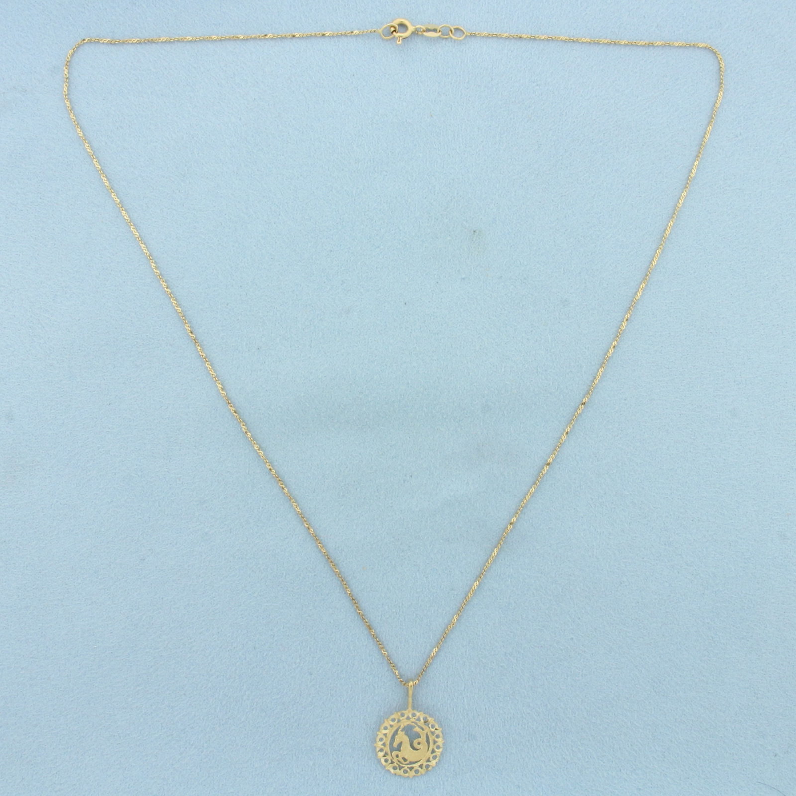 Capricorn Zodicac Necklace in 14k Yellow Gold
