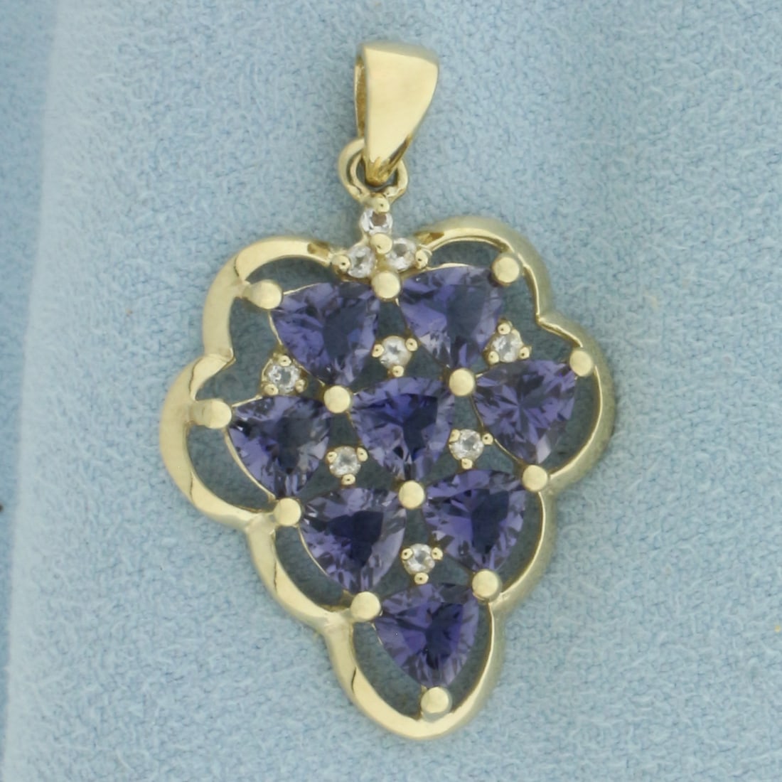 Tanzanite and Diamond Grape Cluster Pendant in 10k Yellow Gold