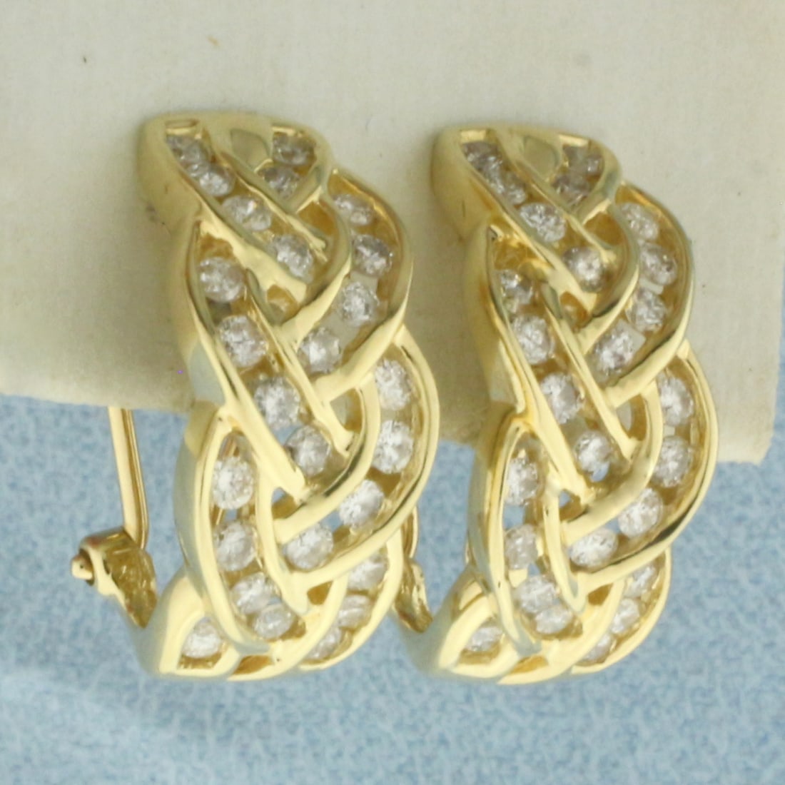 Diamond Braided Design Earrings in 14K Yellow Gold