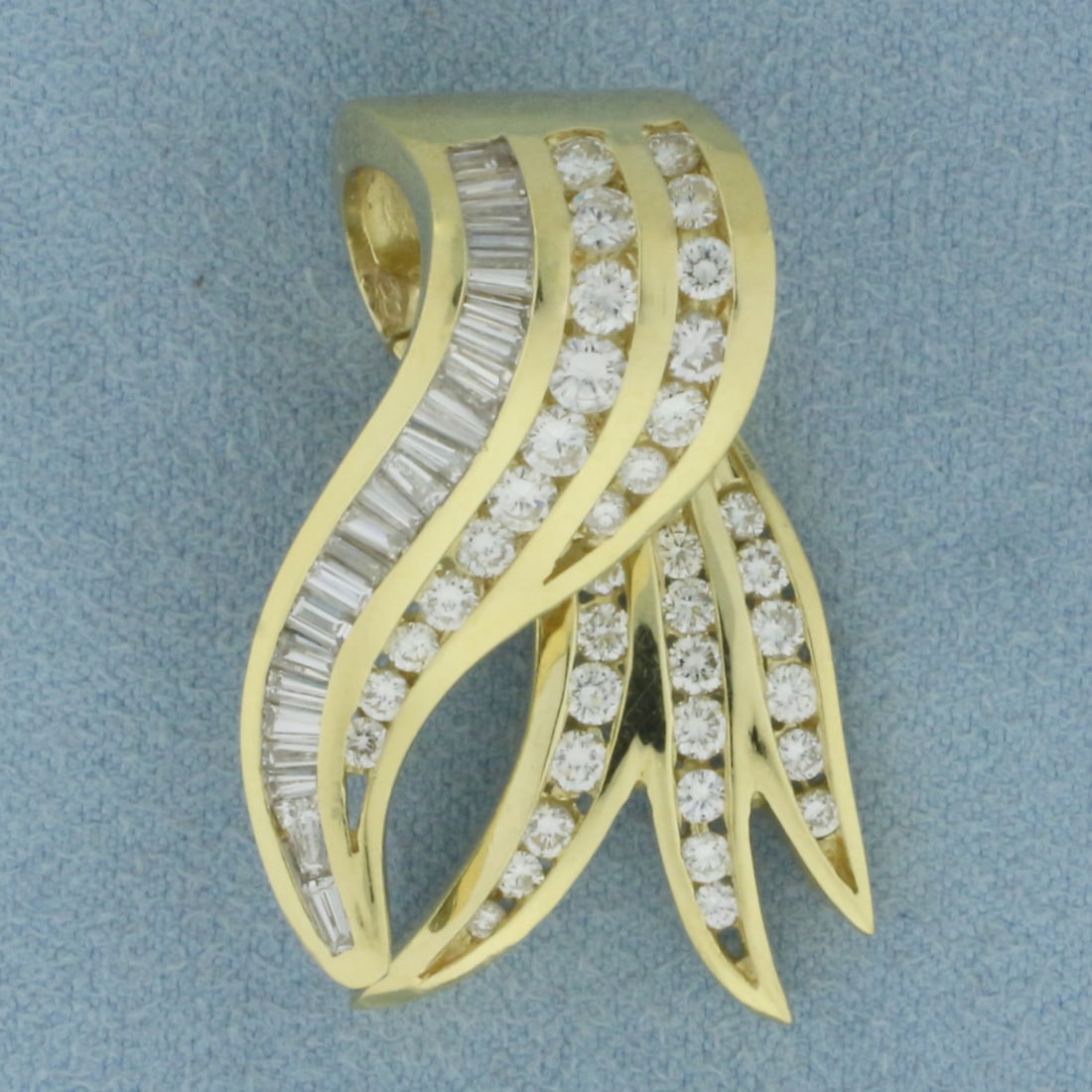 Baguette and Round Diamond Enhancer or Slide in 18k Yellow Gold