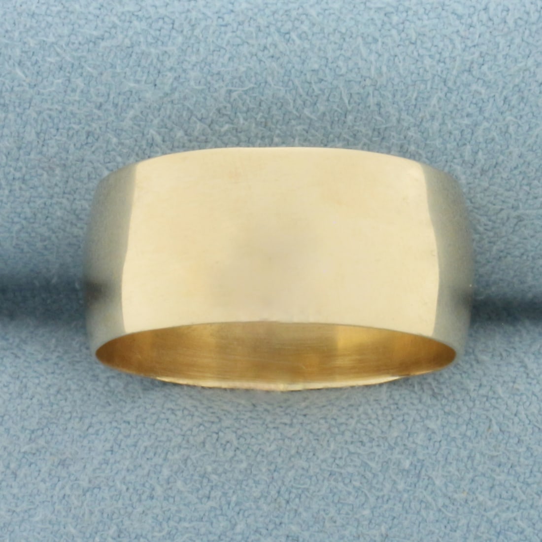 Mens Wide Half Dome Wedding Band Ring in 14k Yellow Gold: In 14k Yellow Gold. 10mm wide. High polish. Size 11. 7.2g.