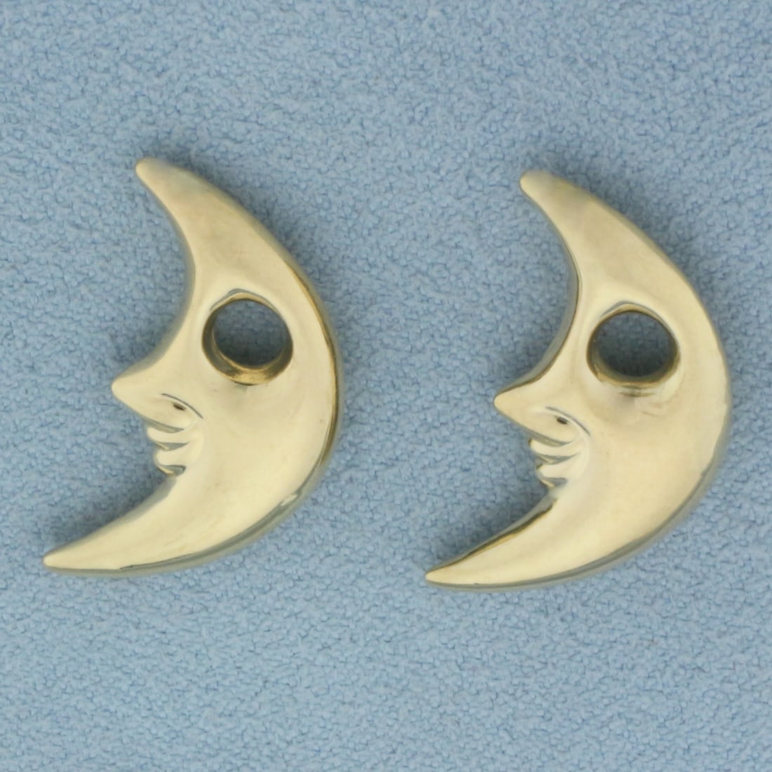 Puffy Crescent Moon Hoop Earring Enhancers in 14k Yellow Gold