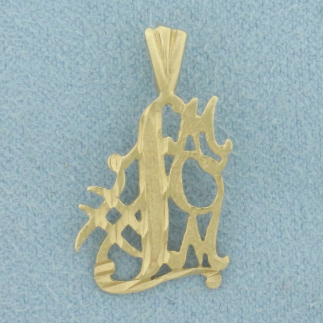 Number One #1 Mom Pendant in 14k Yellow Gold