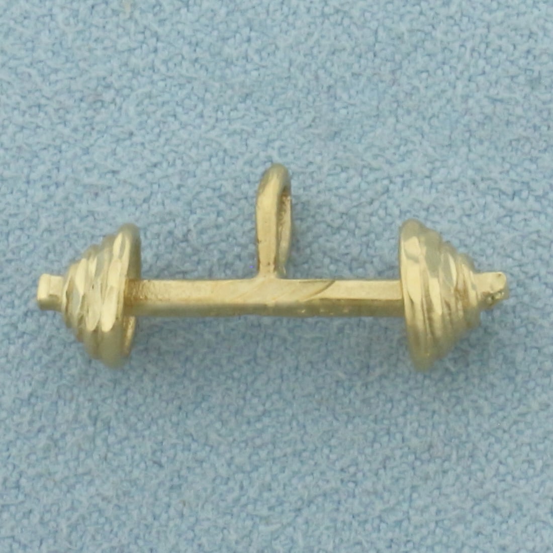 Barbell Pendant or Charm in 14k Yellow Gold