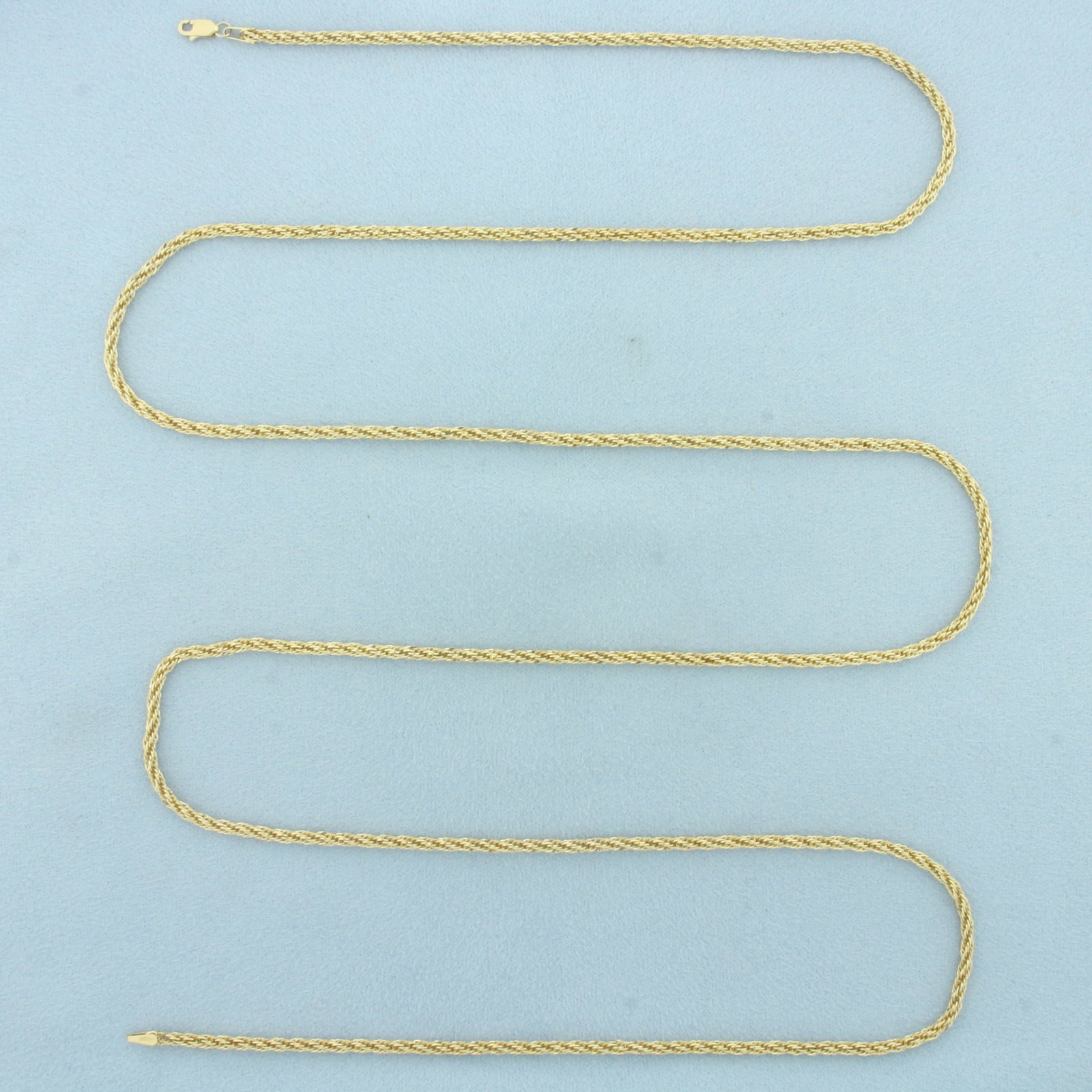37 Inch Sparkle Twisting Rope Link Chain Necklace in 14k Yellow Gold
