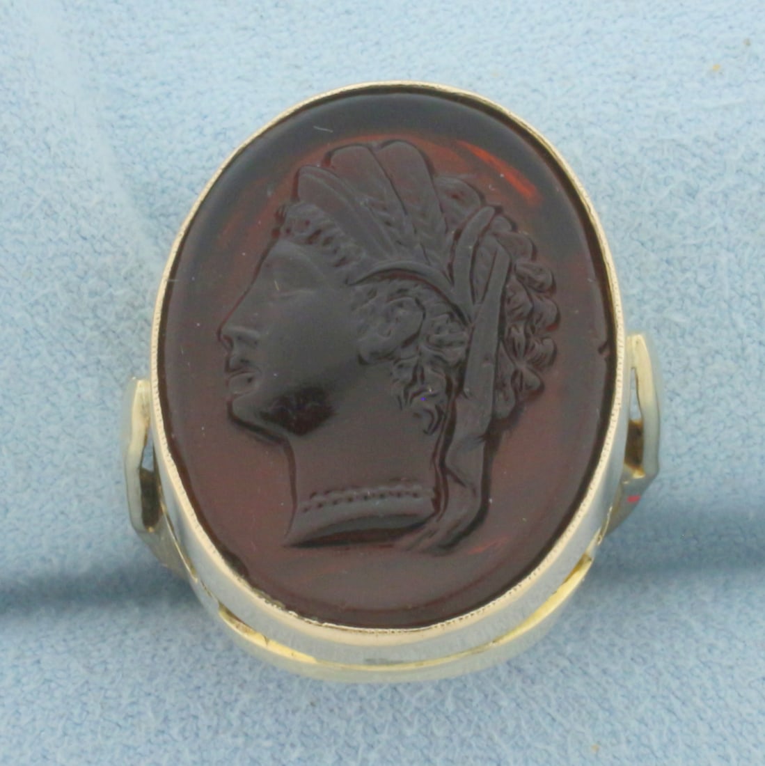 Intaglio Cameo Aphrodite Ring in 10k Yellow Gold