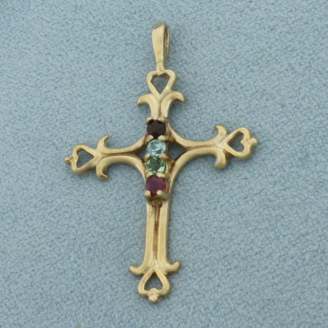 Gemstone Cross Pendant in _k Yellow Gold (1 of 2)