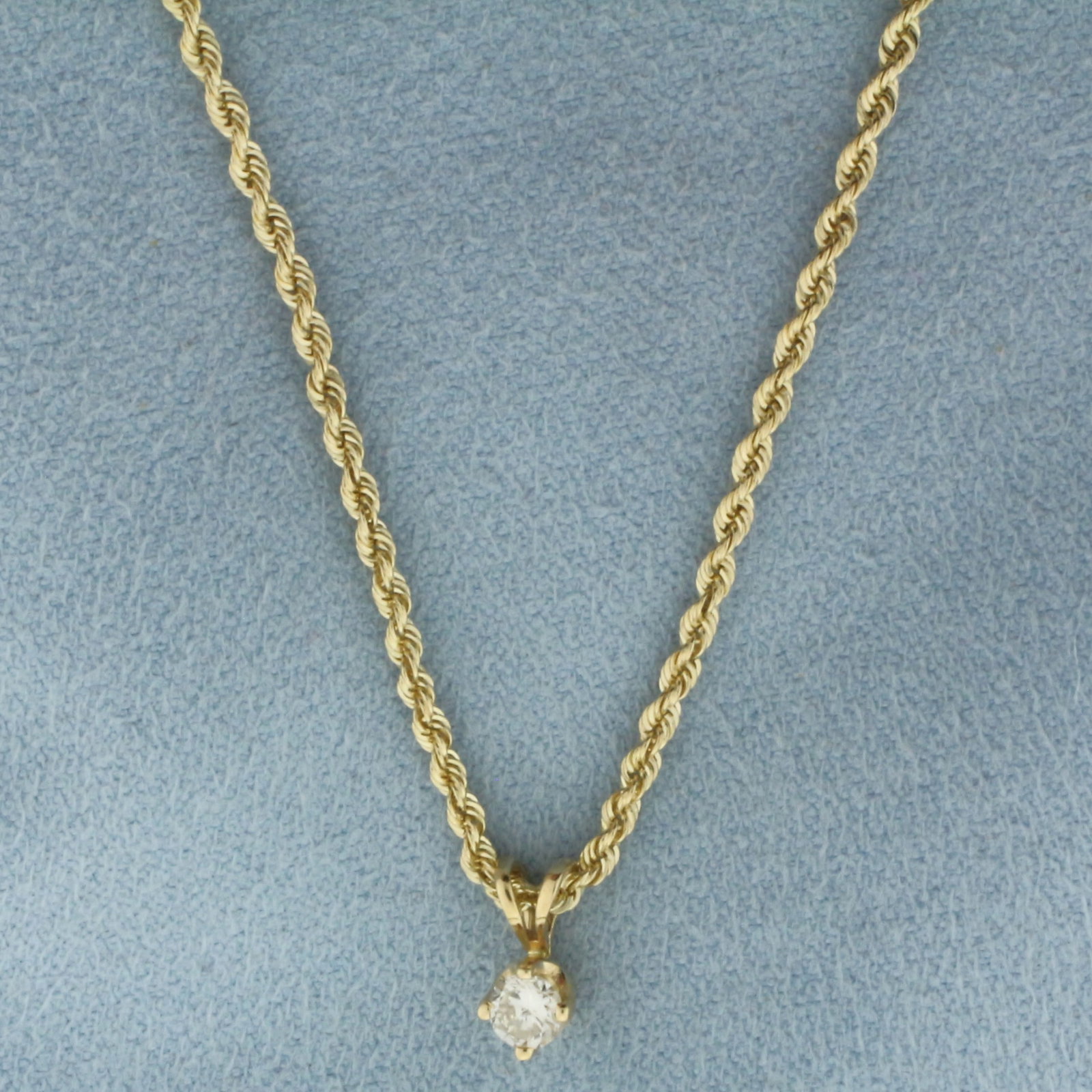 Diamond Solitaire Necklace in 14k Yellow Gold