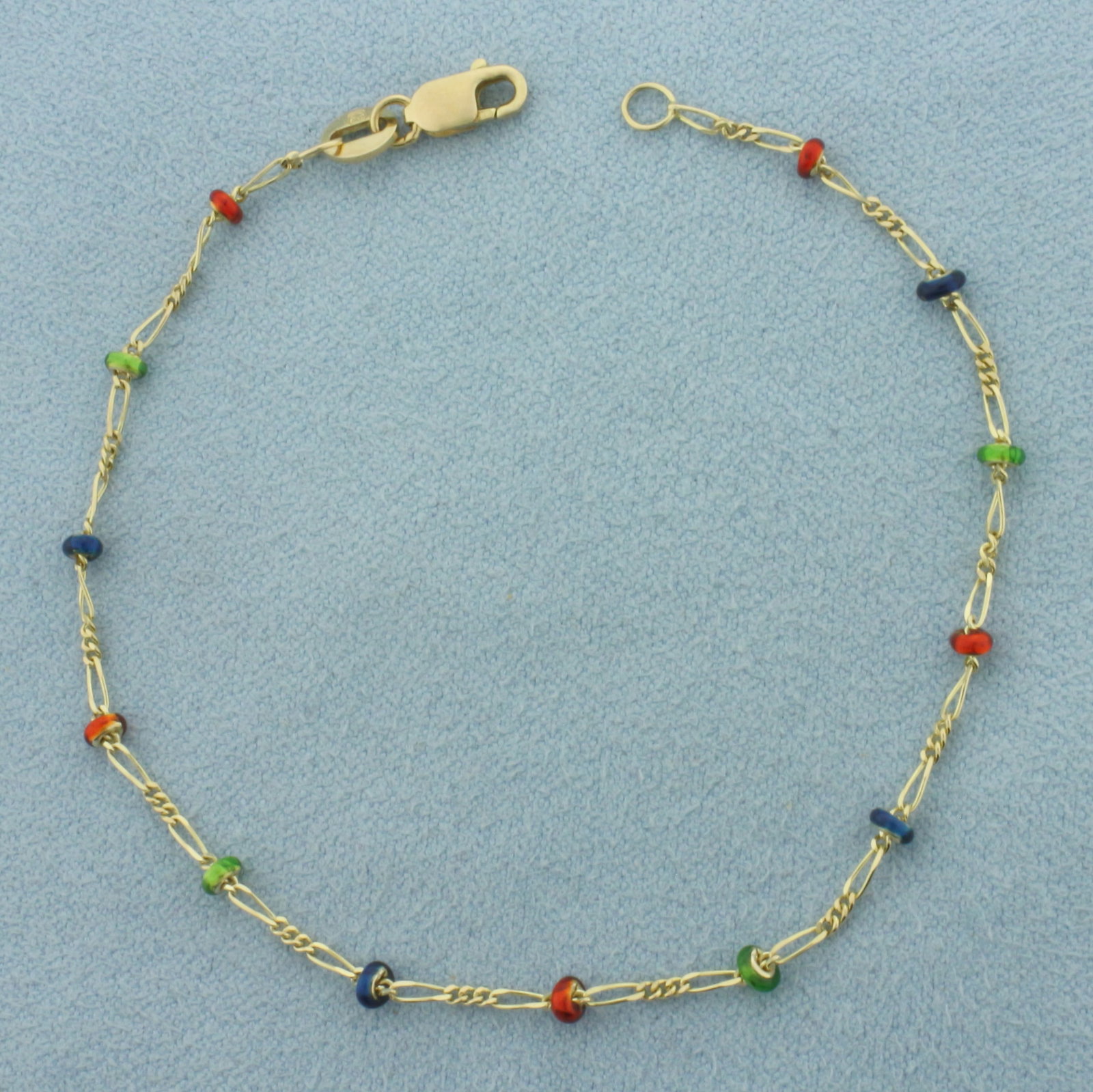 Enamel Station Bracelet in 14k Yellow Gold
